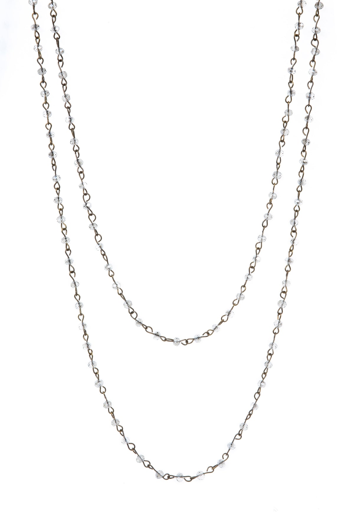 Crystal Beaded Chain Necklace N1163-11-BZ - view 3