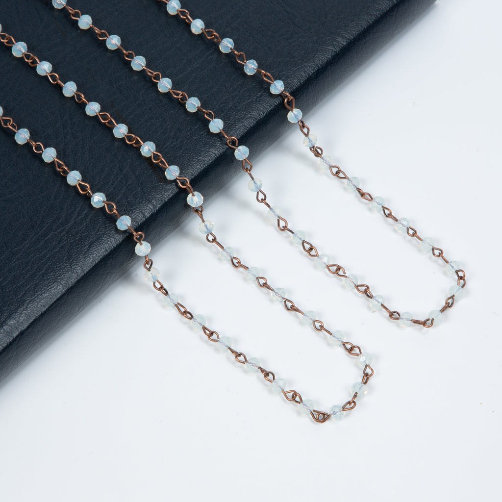 Crystal Beaded Chain Necklace N1163-133-CR