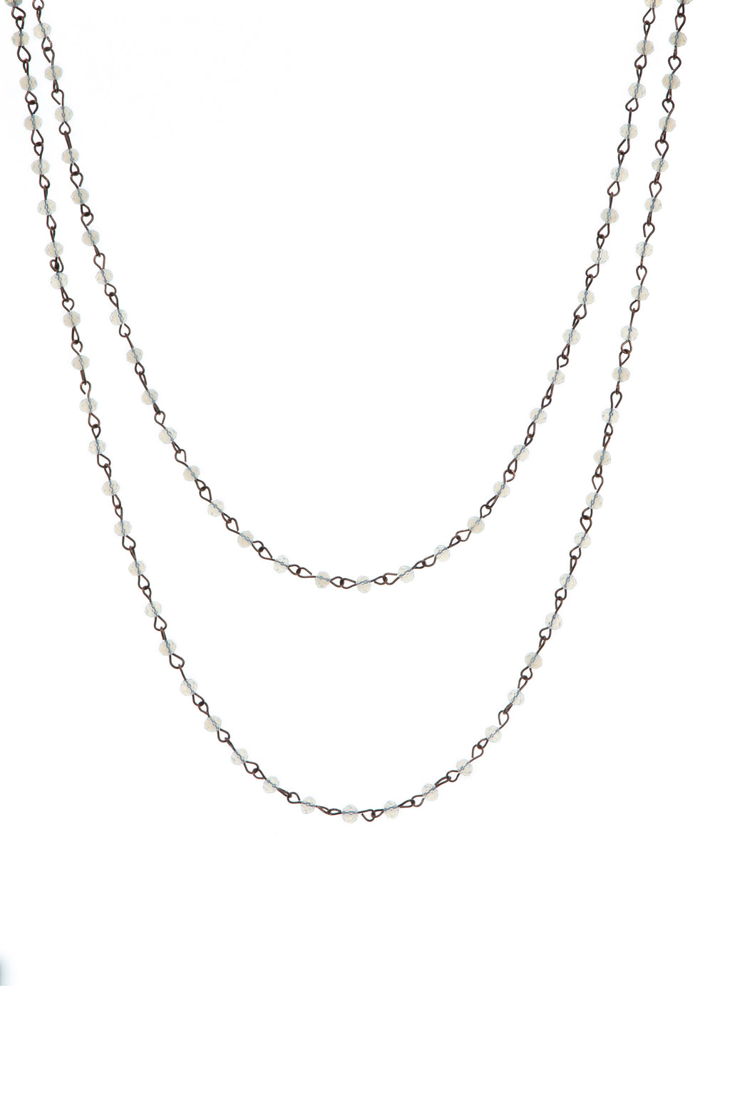 Crystal Beaded Chain Necklace N1163-133-CR - view 3