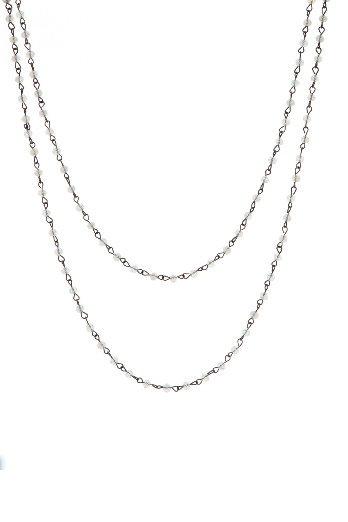 Crystal Beaded Chain Necklace N1163-133-CR - view 3