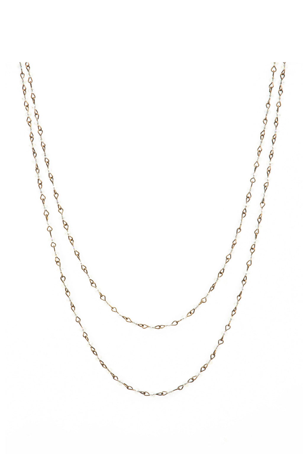 Crystal Beaded Chain Necklace N1163-136-BZ - view 3