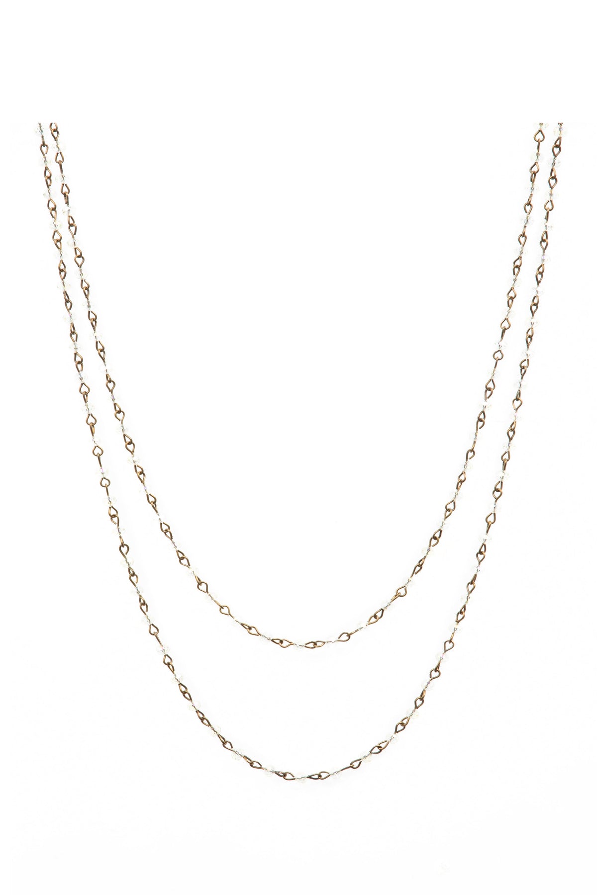 Crystal Beaded Chain Necklace N1163-136-BZ - view 3