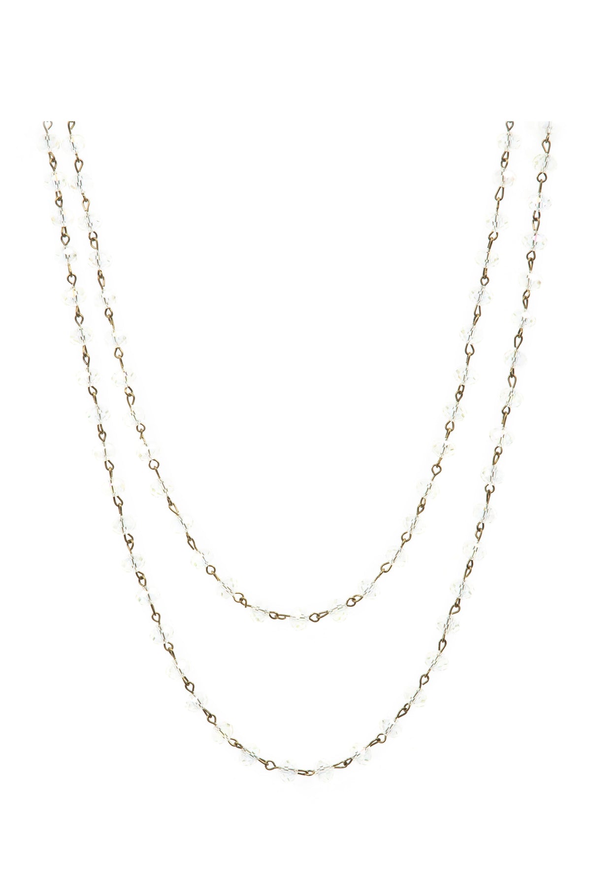 Crystal Beaded Chain Necklace N1163-136-BZ - view 4