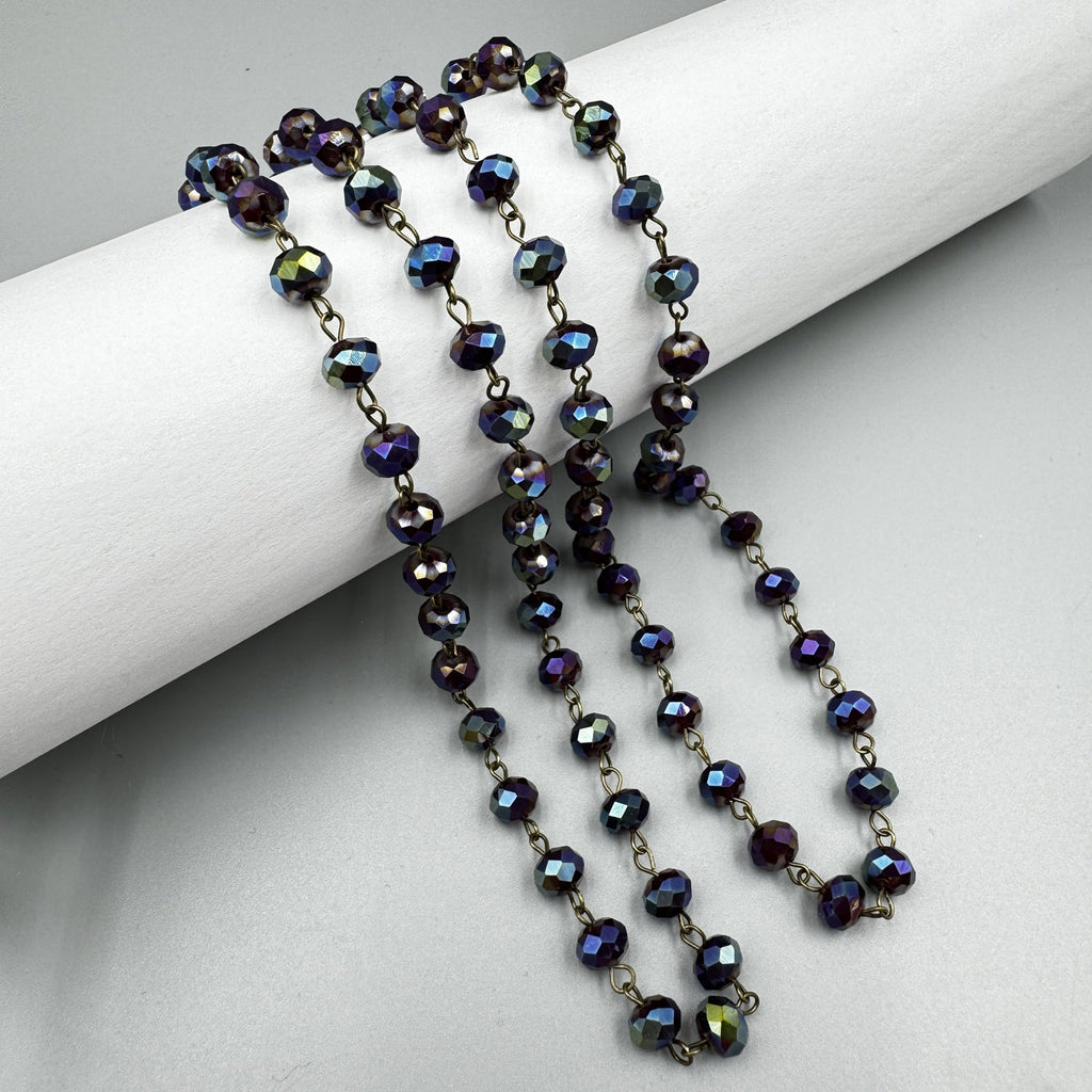 Crystal Beaded Chain Necklace N1163-150-BZ - view 4