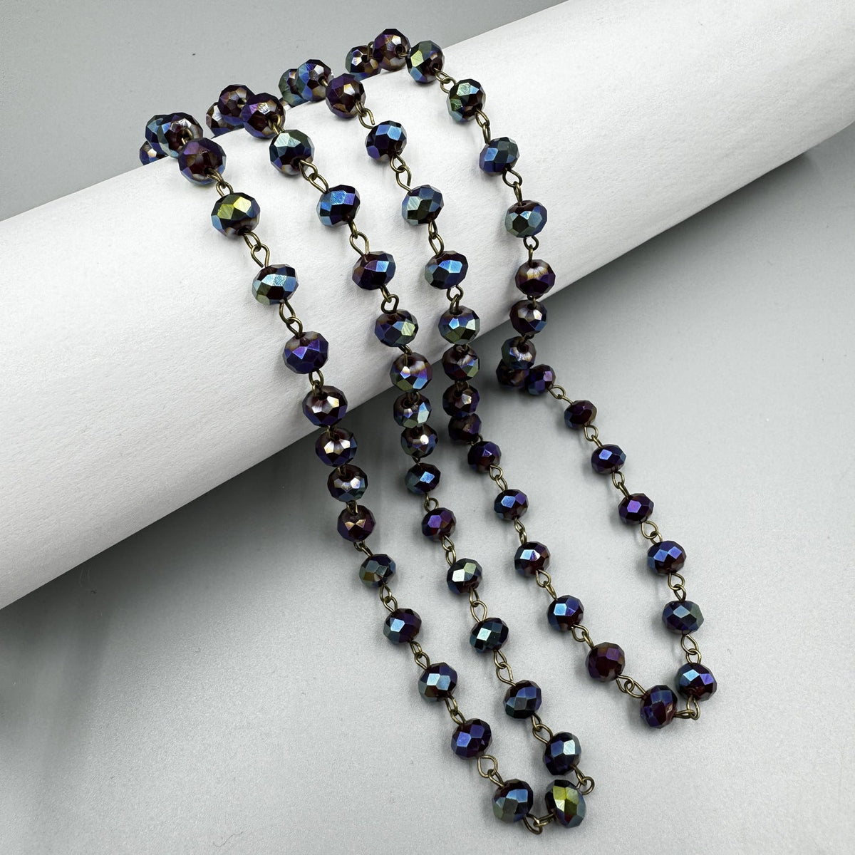 Crystal Beaded Chain Necklace N1163-150-BZ - view 4