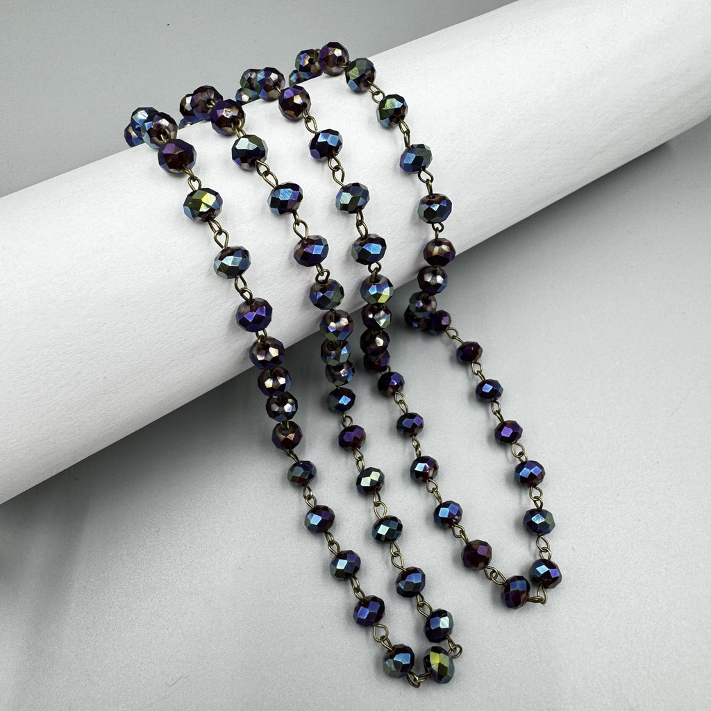Crystal Beaded Chain Necklace N1163-150-BZ - view 3
