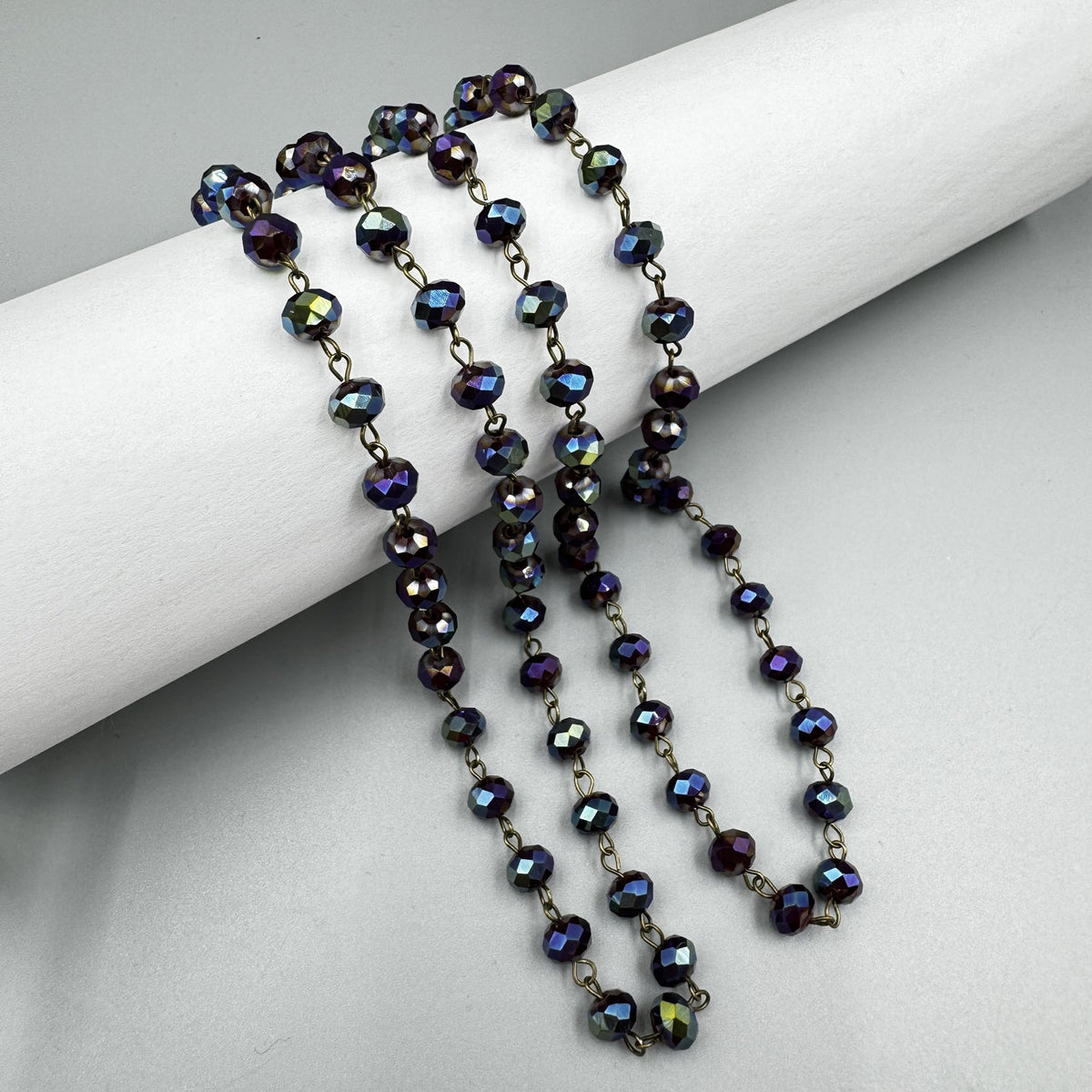 Crystal Beaded Chain Necklace N1163-150-BZ - view 3