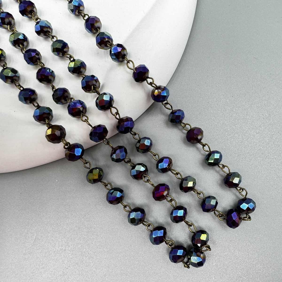 Crystal Beaded Chain Necklace N1163-150-BZ - view 7