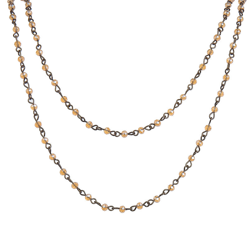 Crystal Beaded Chain Necklace N1163-24-Bronze - view 5