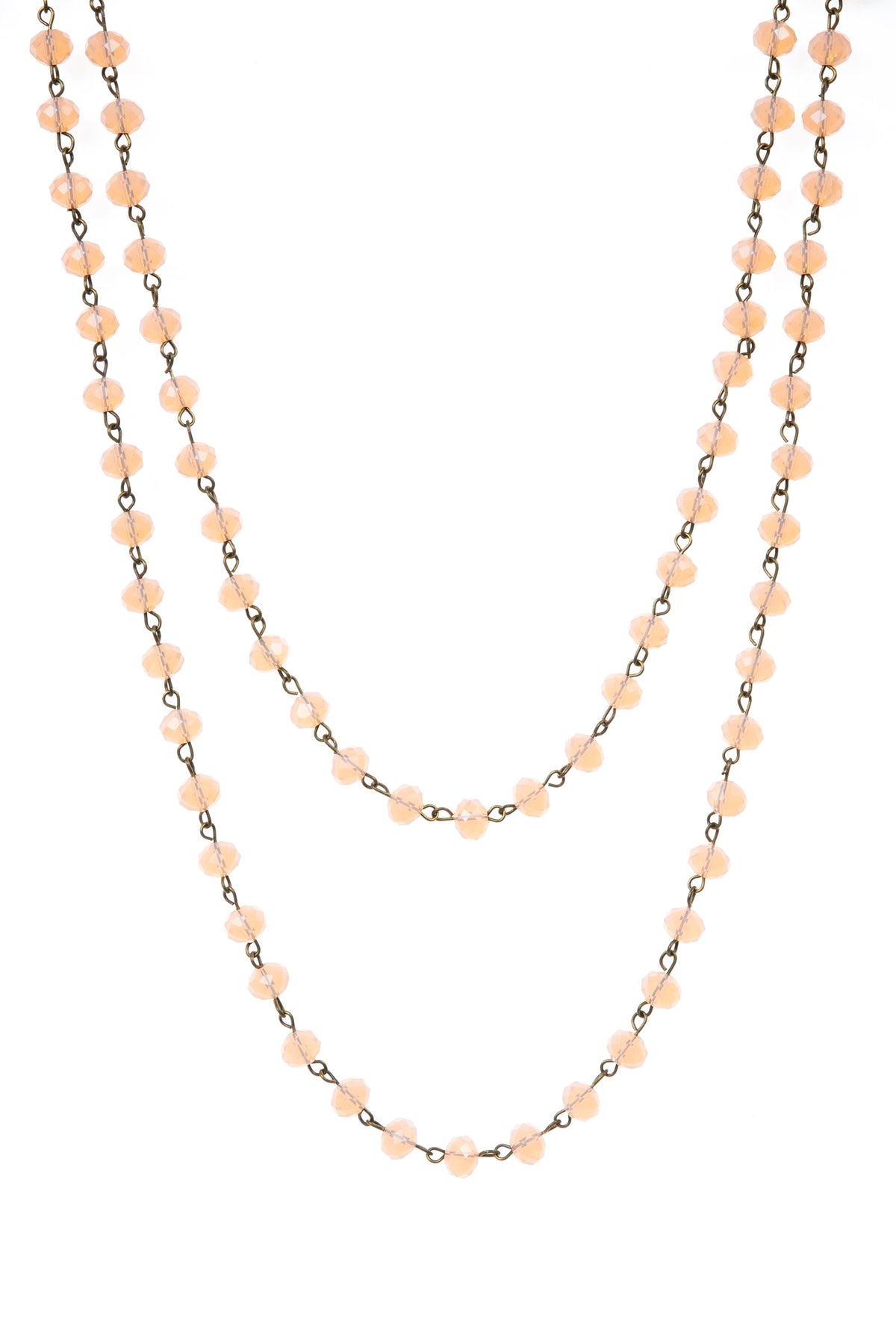 Crystal Beaded Chain Necklace N1163-24-Bronze - view 3