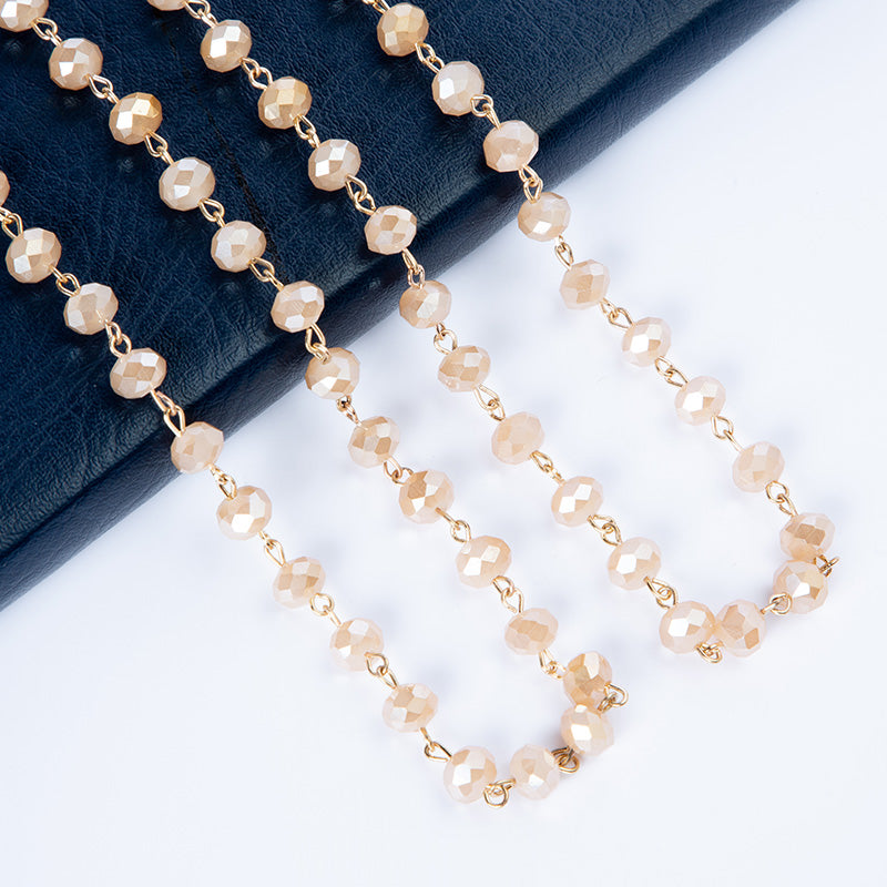 Crystal Beaded Chain Necklace N1163-8-GD - view 2