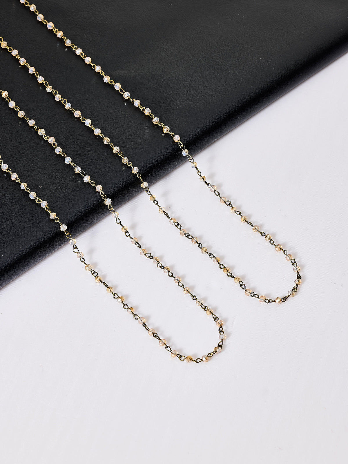Crystal Beaded Chain Necklace N1163-24-Bronze - view 2
