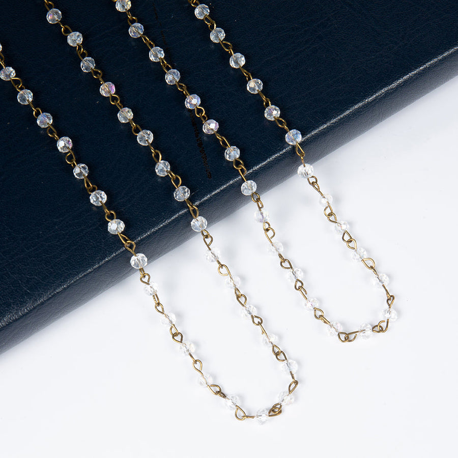 Crystal Beaded Chain Necklace N1163-205-4MM