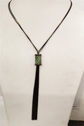 Crystal Leather Tassel Necklace N2216