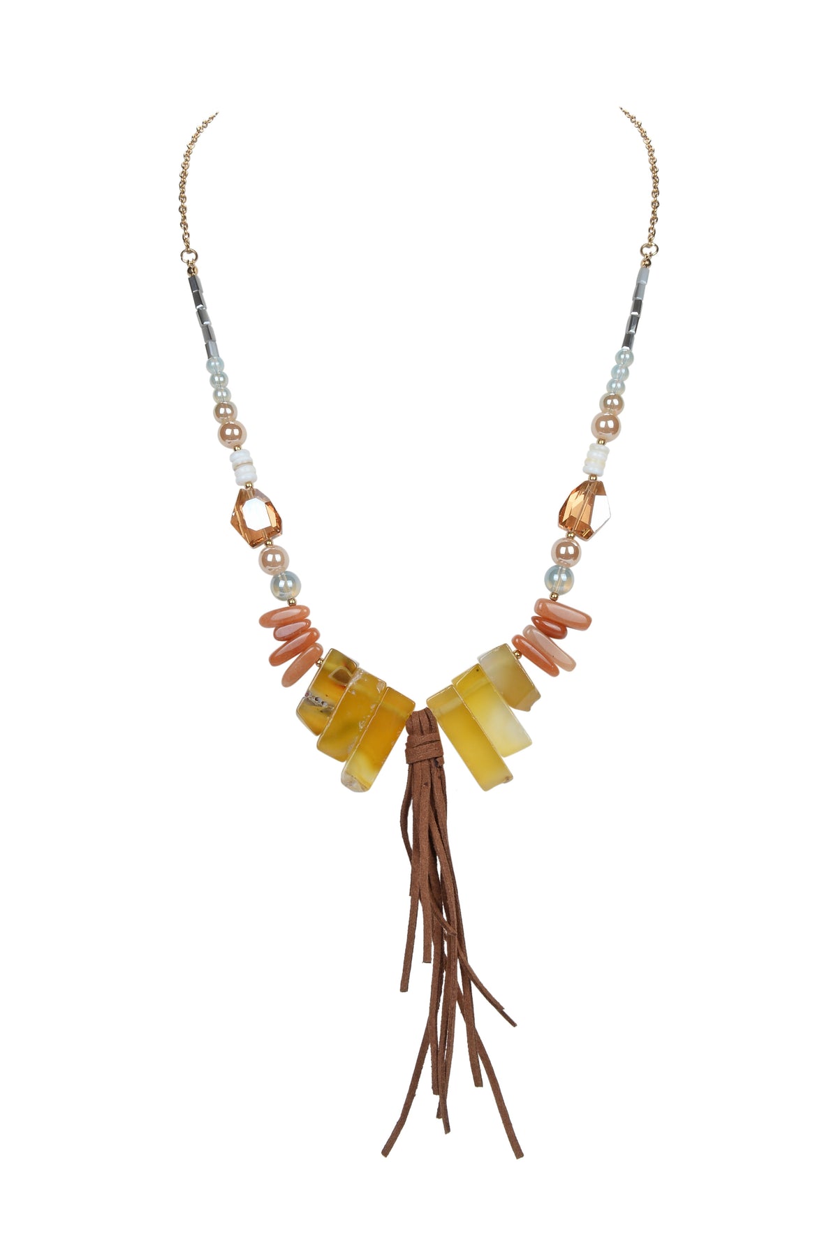 Leatherette Natural Stone Necklace N2396