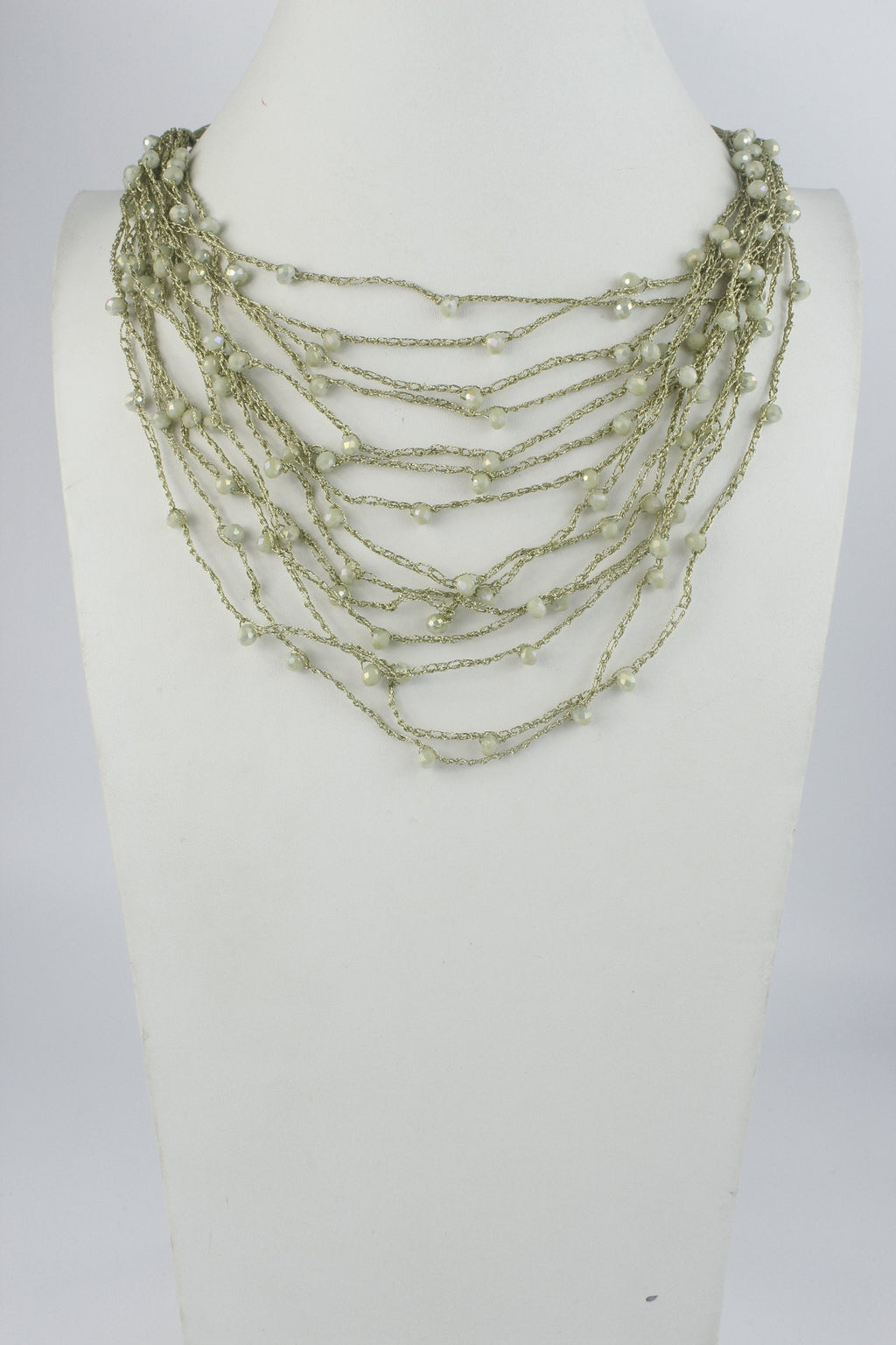 Multi-layered Rope Chain Crystal Glass Beaded Necklaces N2940