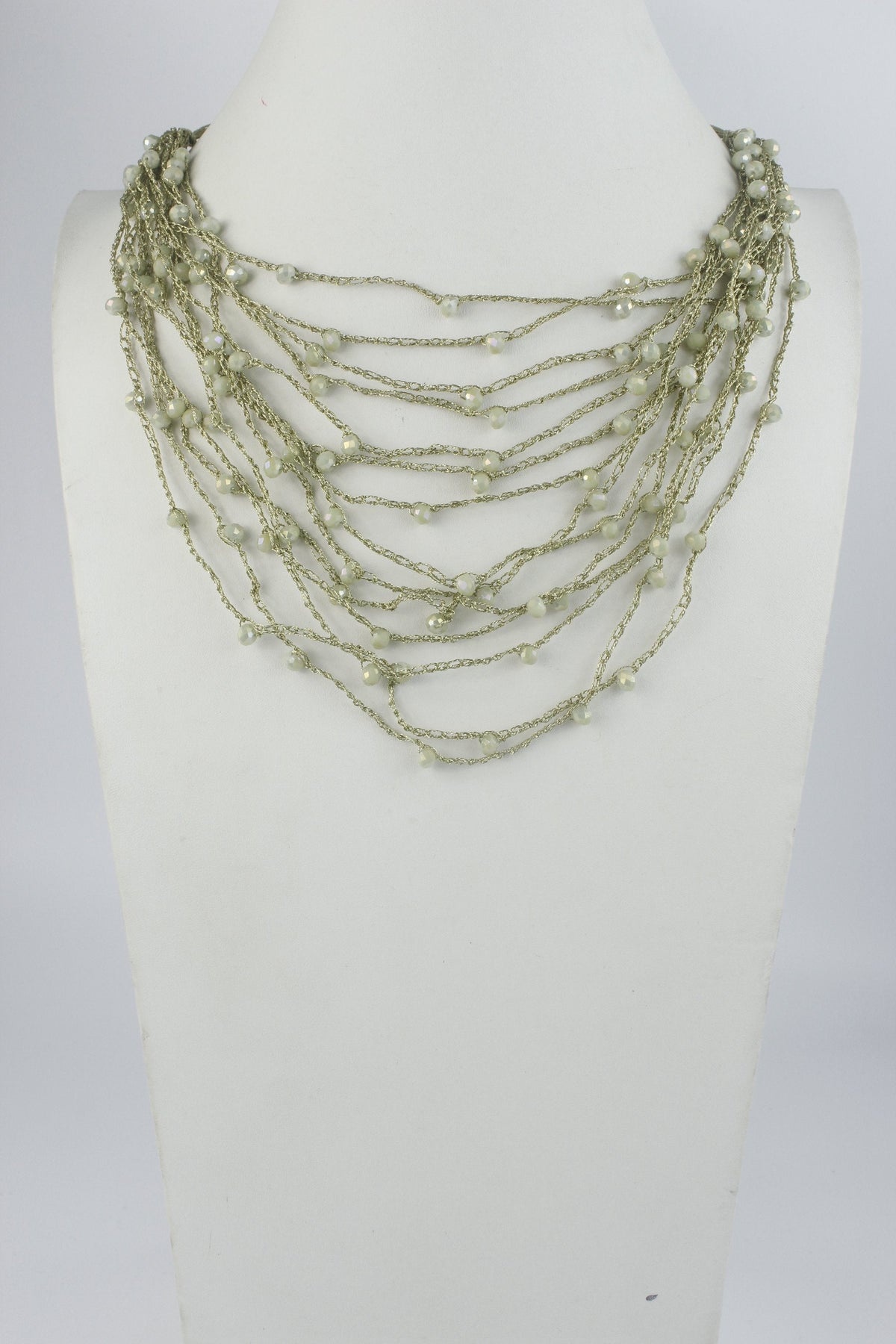 Multi-layered Rope Chain Crystal Glass Beaded Necklaces N2940