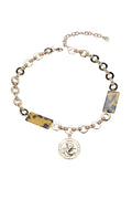 Gold Medal Pendant Statement Necklace N3195