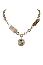 Gold Medal Pendant Statement Necklace N3195