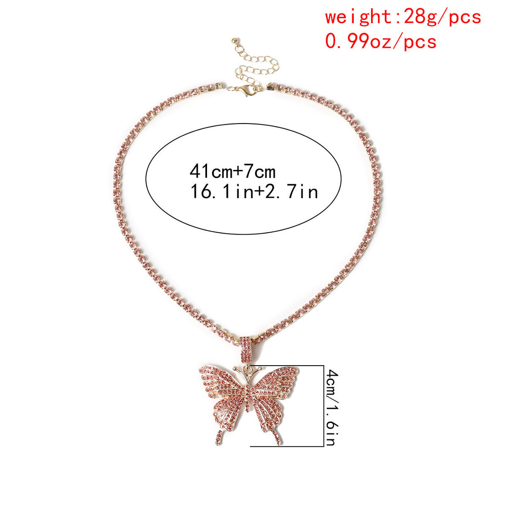 Rhinestones Butterfly Necklace N3840-L