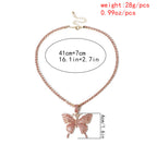 Rhinestones Butterfly Necklace N3840-L