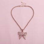 Rhinestones Butterfly Necklace N3840-L