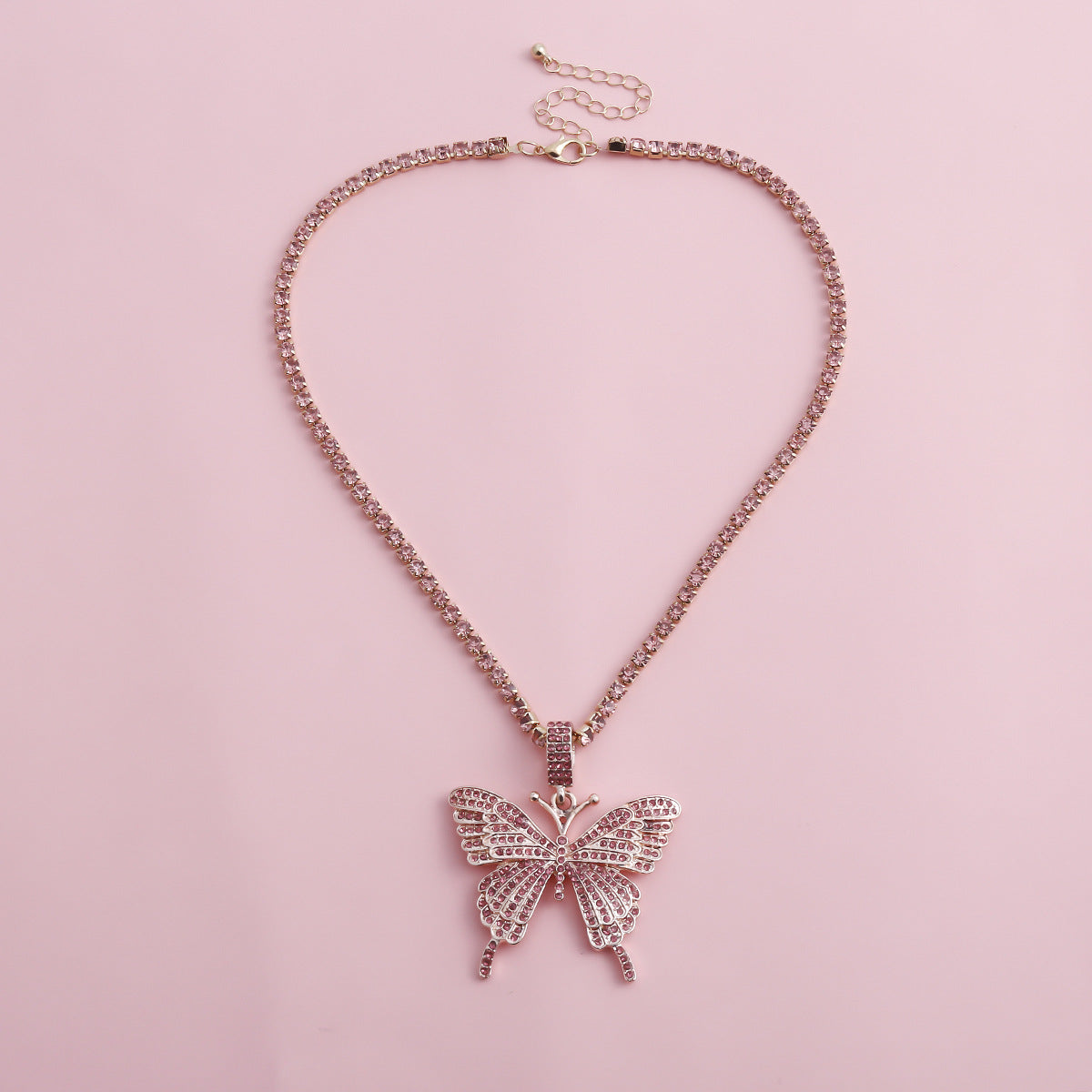 Rhinestones Butterfly Necklace N3840-L