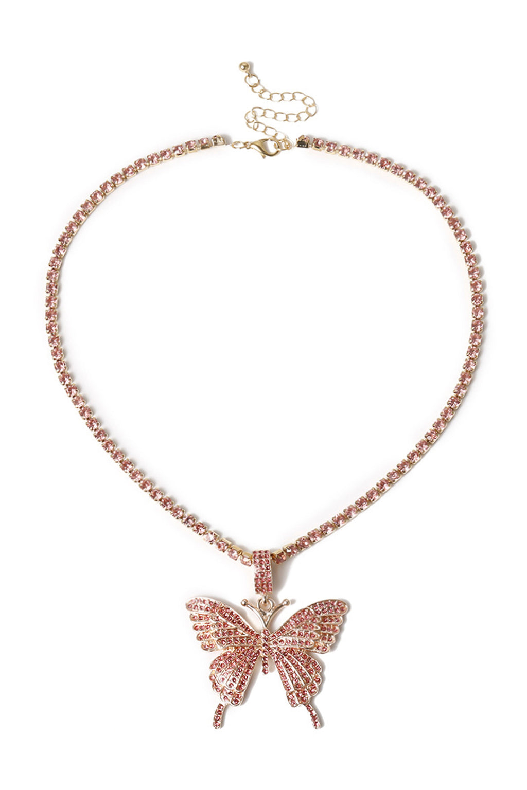 Rhinestones Butterfly Necklace N3840-L