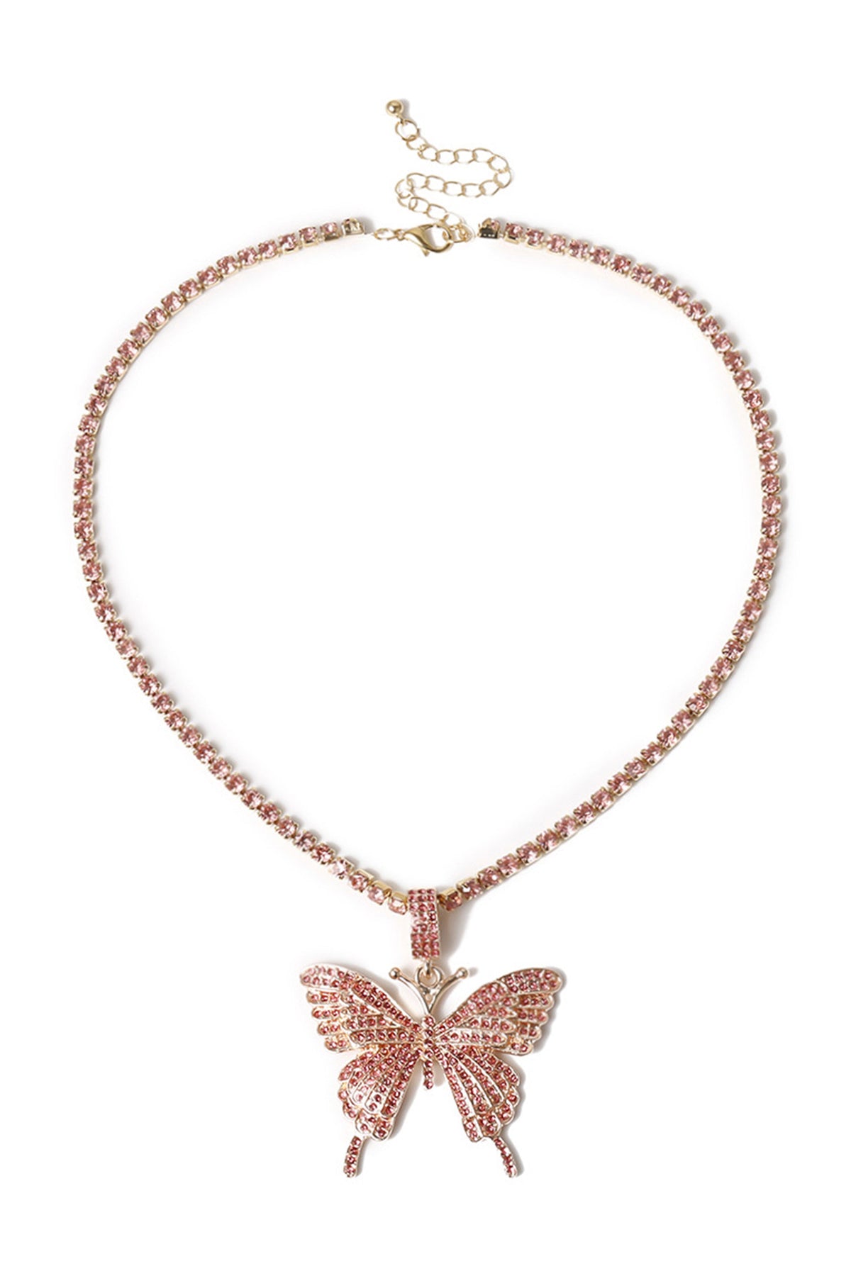 Rhinestones Butterfly Necklace N3840-L