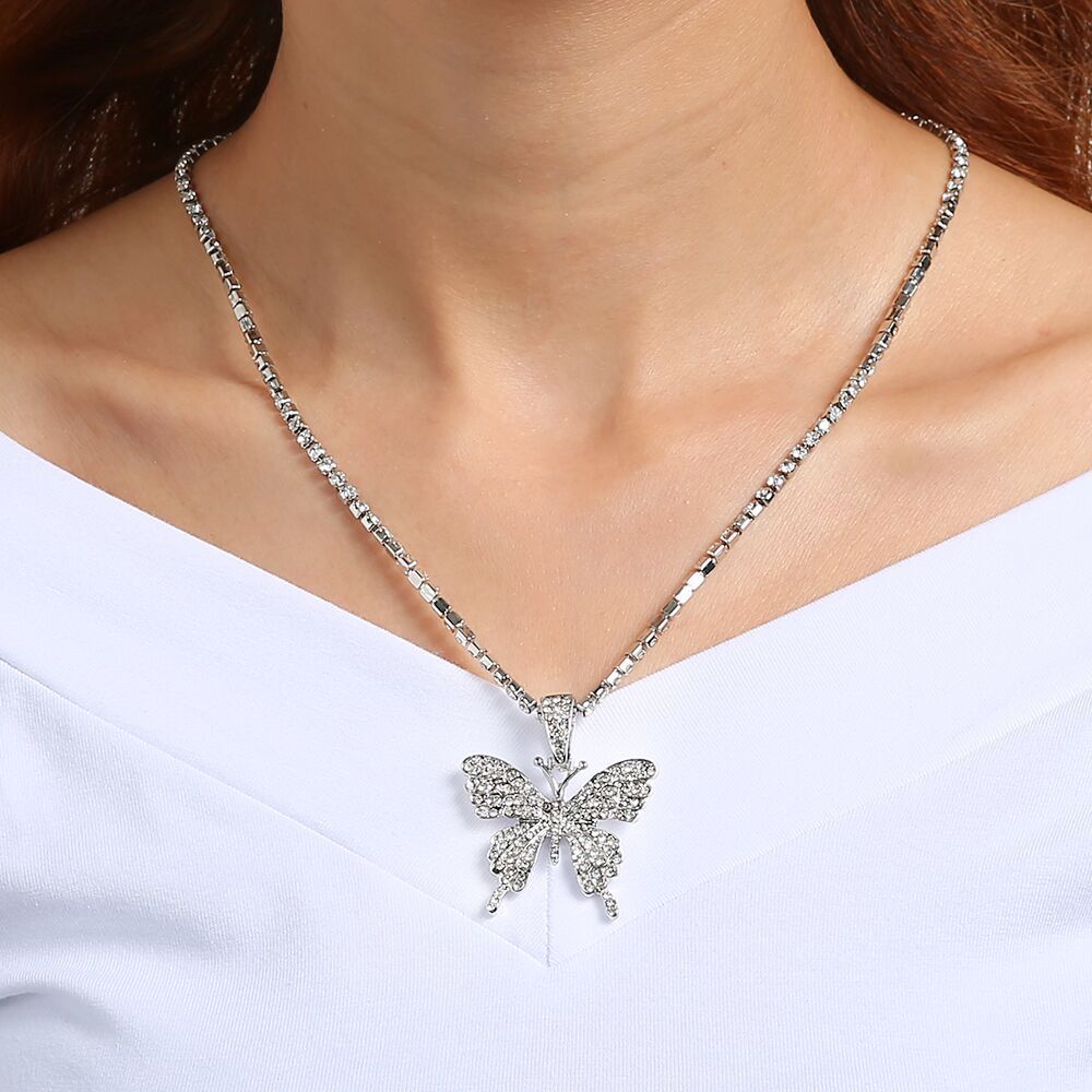 Rhinestones Butterfly Necklace N3840-L