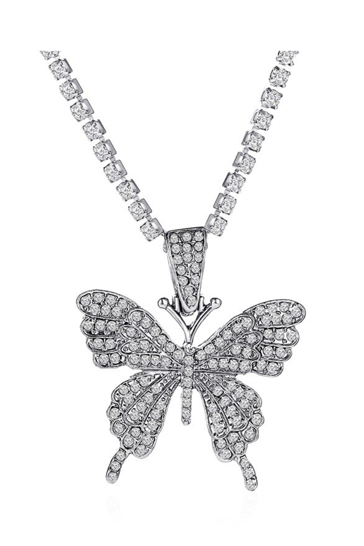 Rhinestones Butterfly Necklace N3840-L