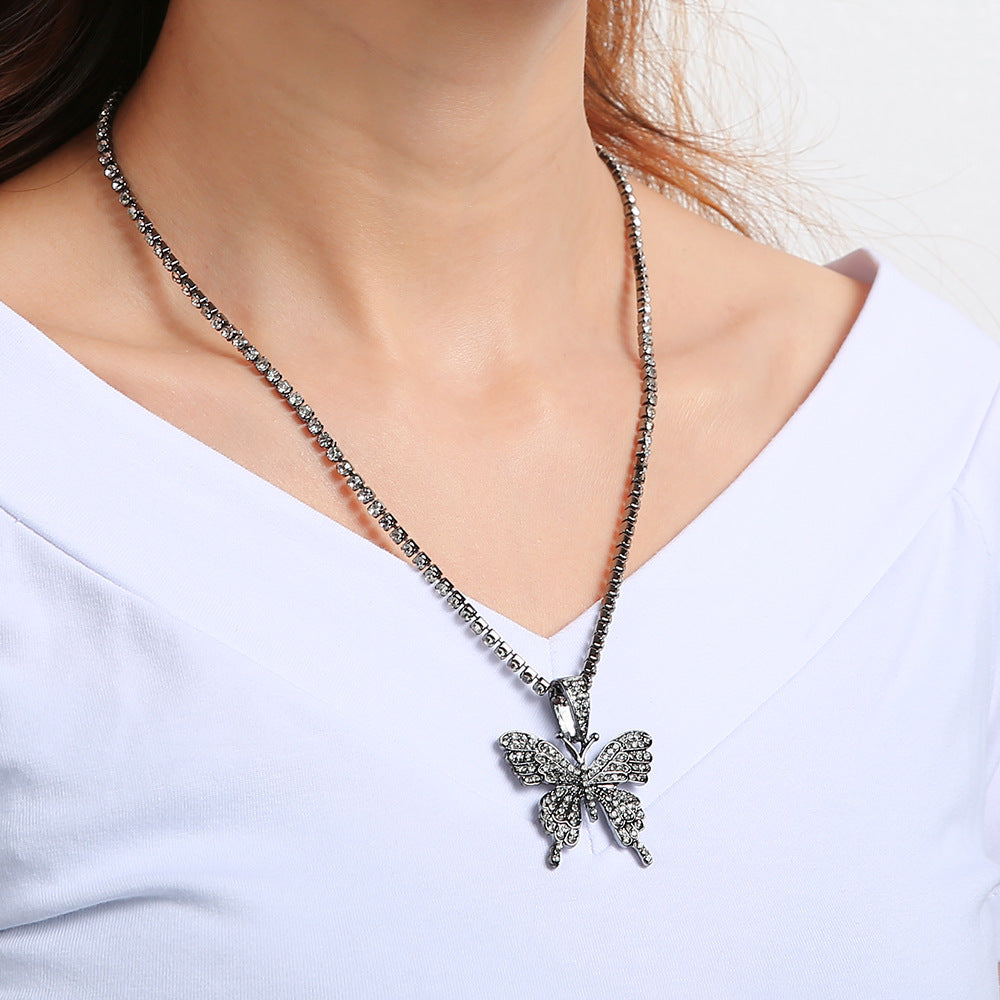 Rhinestones Butterfly Necklace N3840-L