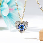 Evil Eye Heart Rhinestone Necklace N4058