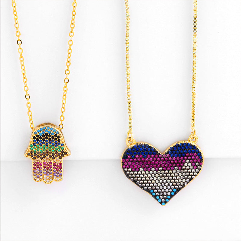 Heart Zircon Chain Necklace N4220