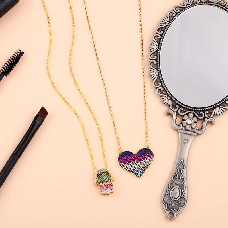 Heart Zircon Chain Necklace N4220