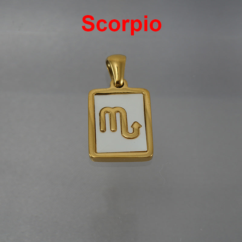 12 Constellations Square Stainless Steel Necklace N4398