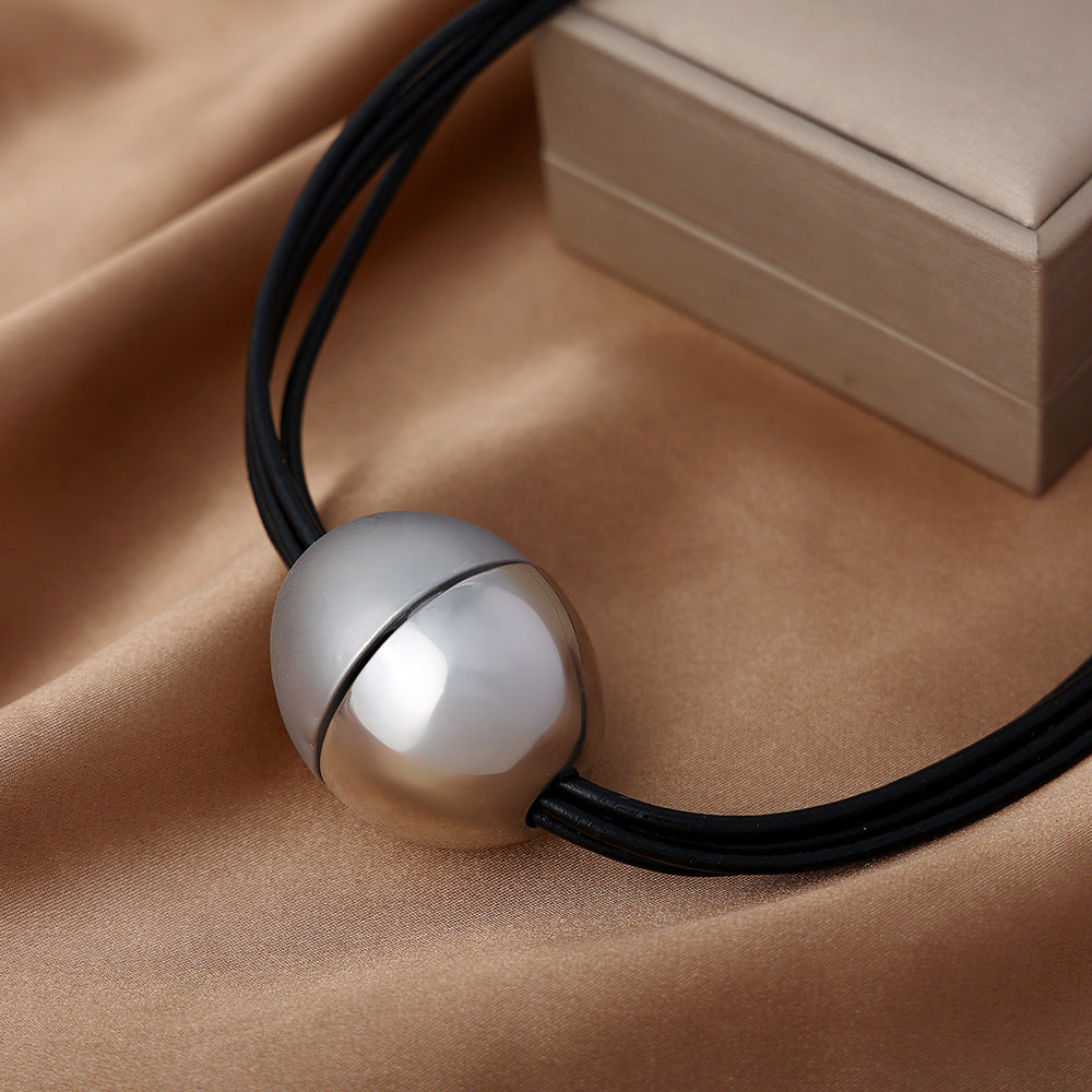 Ball Alloy Leather Necklace N4425