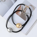 Ball Alloy Leather Necklace N4425