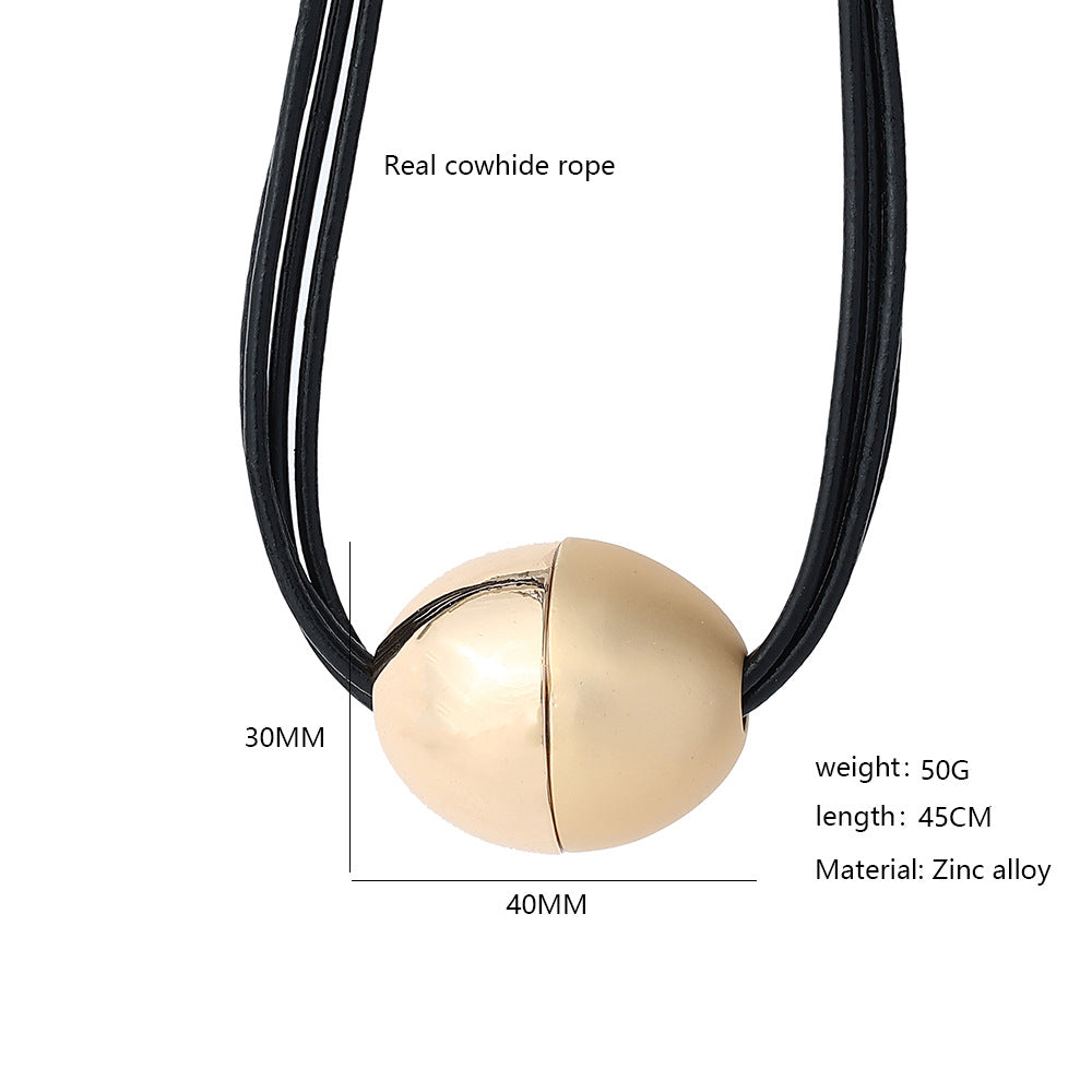 Ball Alloy Leather Necklace N4425