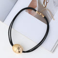 Ball Alloy Leather Necklace N4425