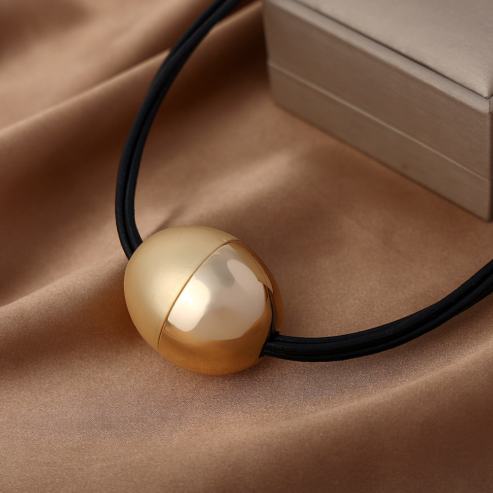 Ball Alloy Leather Necklace N4425