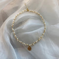 Coin Pendant Pearl Bead Necklace N4609