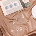 Geometric Square Alloy Chain Necklace N4733 - view 2