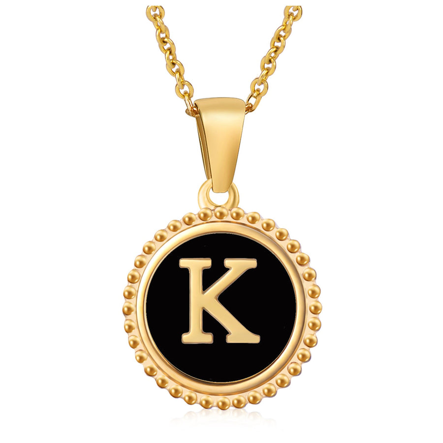Circle Alphabet Stainless Steel Necklace N5152