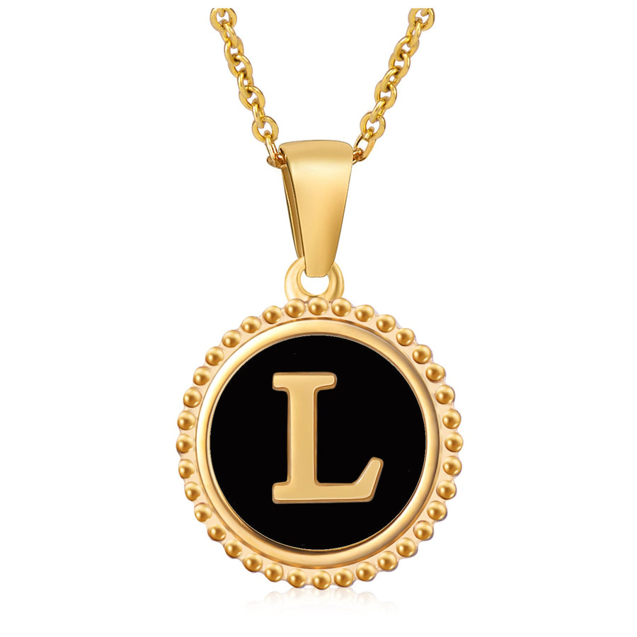 Circle Alphabet Stainless Steel Necklace N5152
