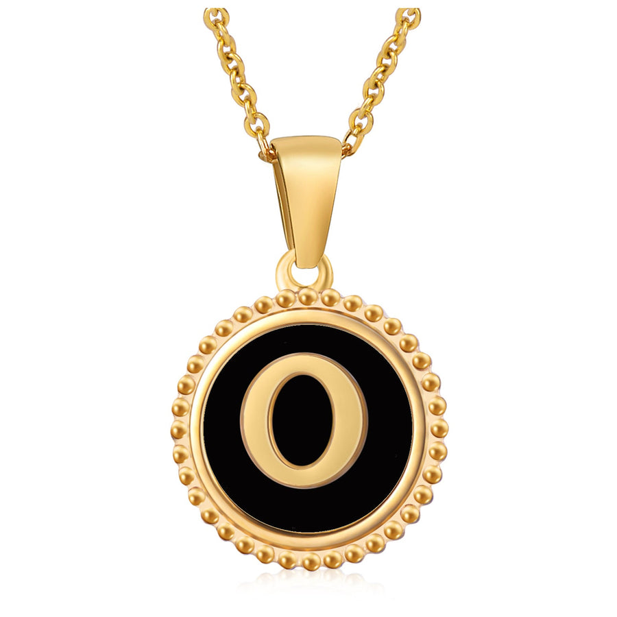 Circle Alphabet Stainless Steel Necklace N5152