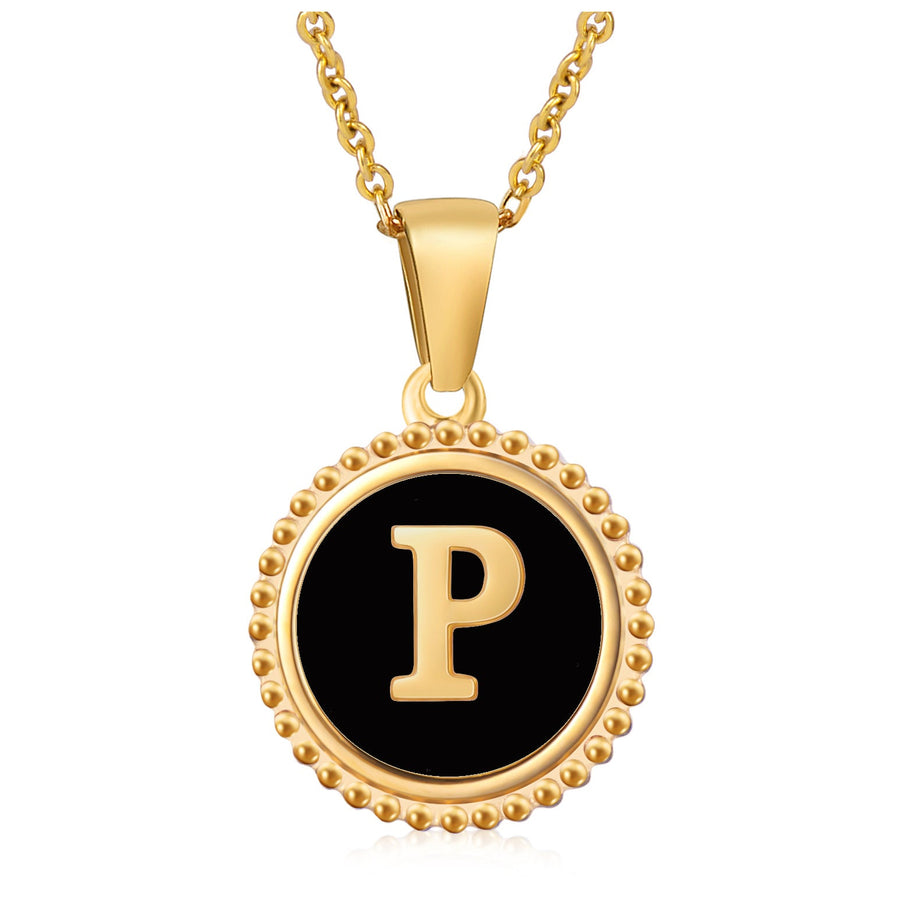 Circle Alphabet Stainless Steel Necklace N5152