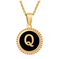 Circle Alphabet Stainless Steel Necklace N5152
