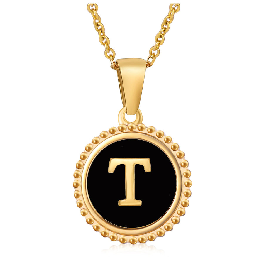 Circle Alphabet Stainless Steel Necklace N5152