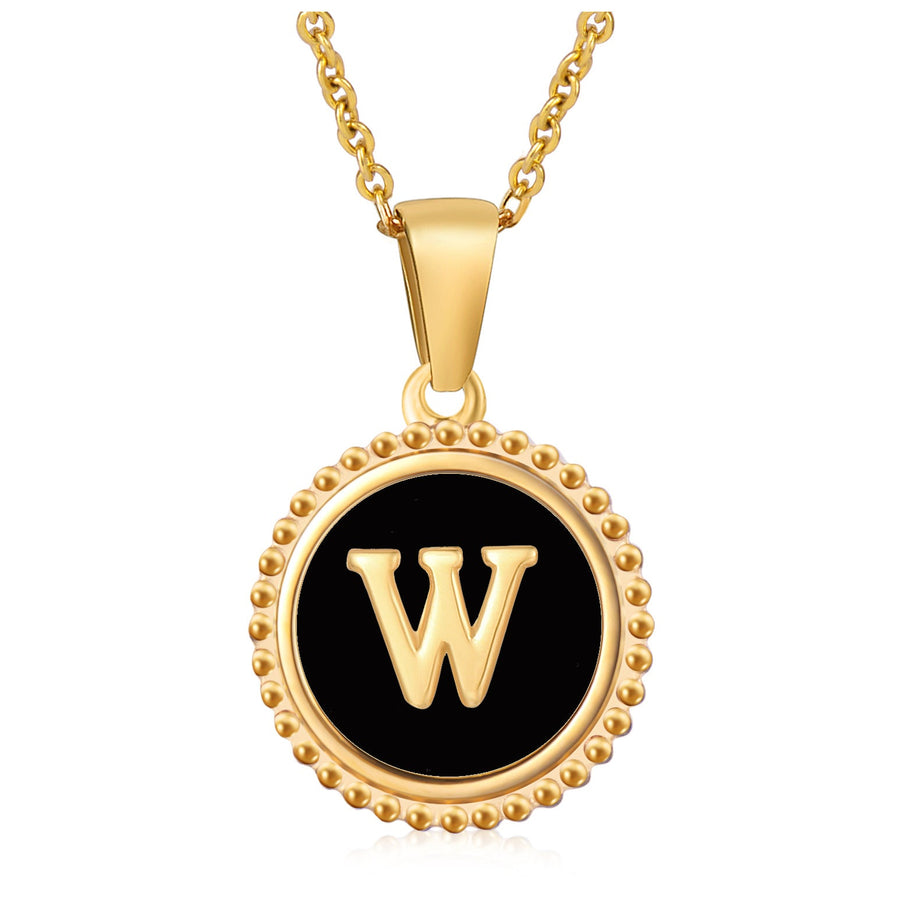 Circle Alphabet Stainless Steel Necklace N5152